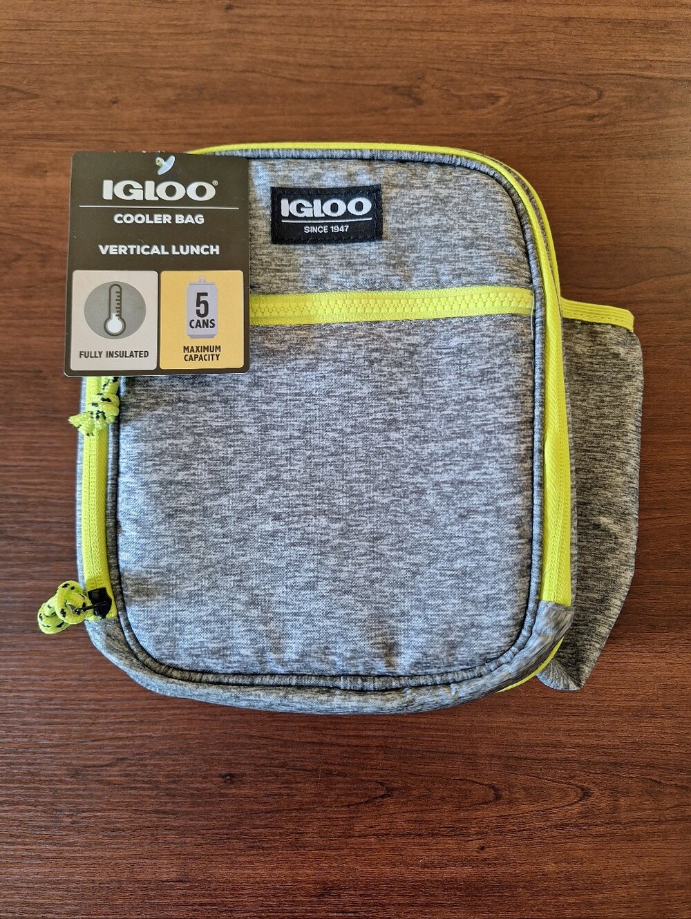 Igloo Gray and Yellow Vertical Cooler Lunch Bag